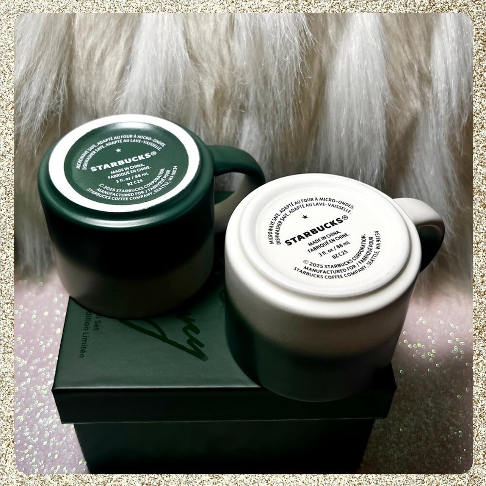 ☕️☕️ NWT/NIB 2025 Starbucks Demitasse 3oz Ceramic Mug Set for 2 Box Set - Picture 7 of 9